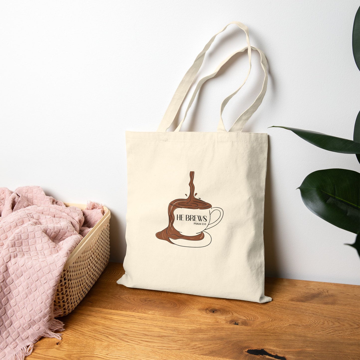 'He Brews' Coffee Cup Canvas Tote