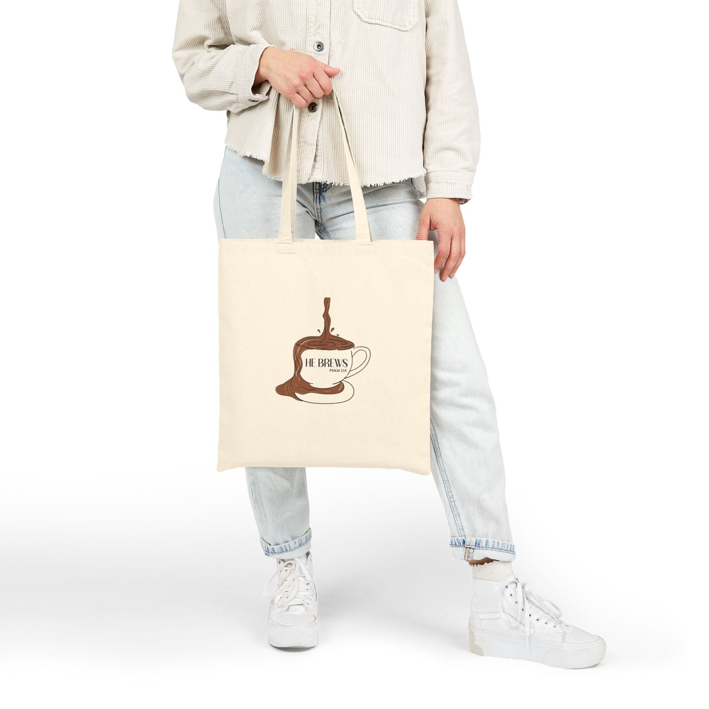 'He Brews' Coffee Cup Canvas Tote