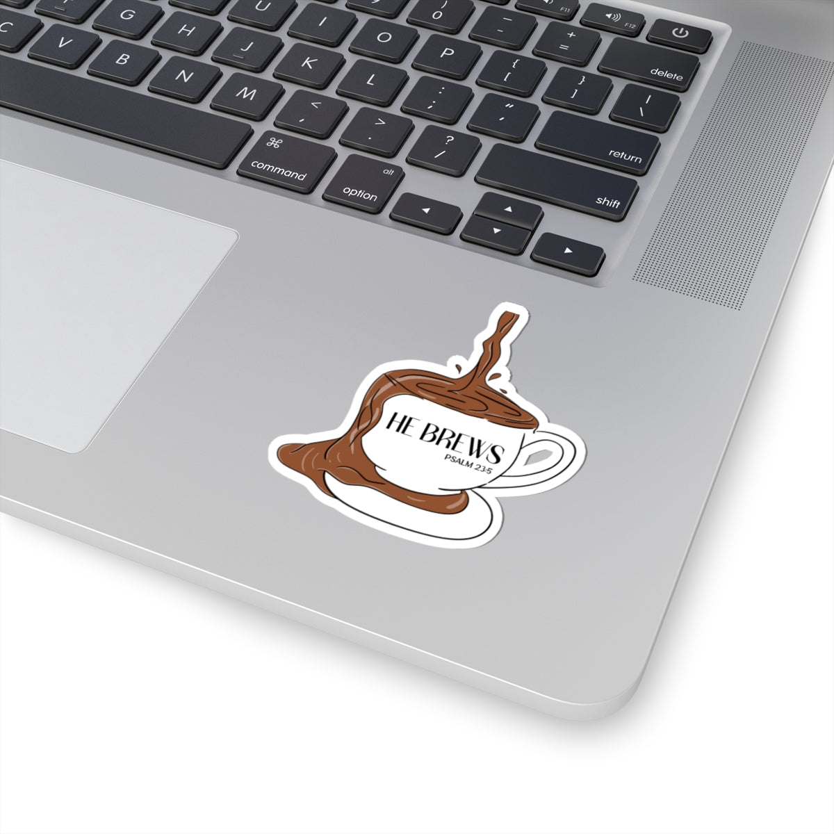 Coffee Sticker — "He Brews" Psalm 23 Coffee Cup Sticker